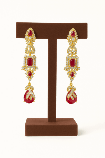 Semi Precious Ruby Earring Sterling Silver 24K Gold plated