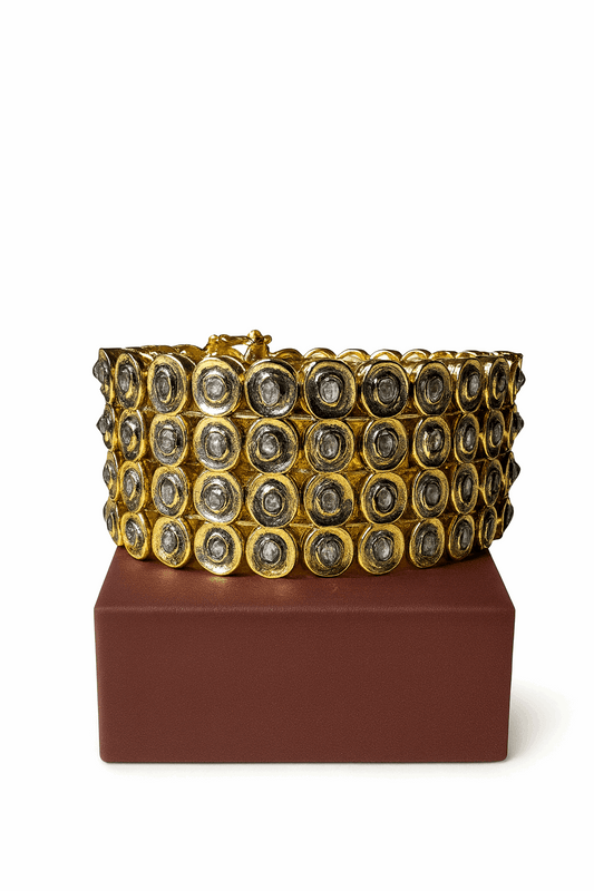 Cubic Zirconia Sterling Silver 24K Gold plated Bangles