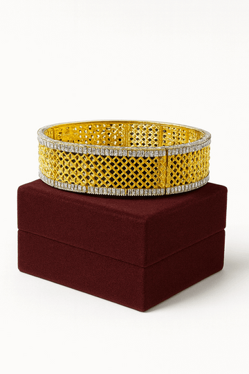 Cubic Zirconia Sterling Silver 24K Gold plated Bangle