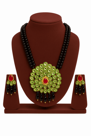 Premium Brass Alloy Black Pearls Mala Neckless