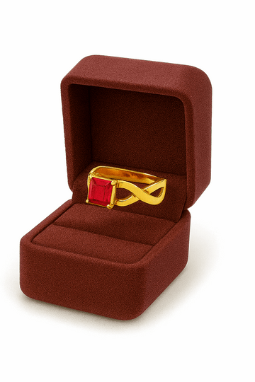 Semi Precious Ruby Sterling Silver 24K Gold plated Ring