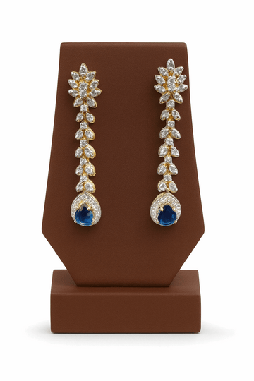 Semi Precious Sapphire Sterling Silver Earrings Coated in 24K Gold