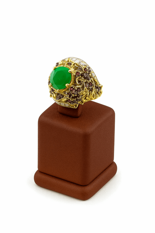 Silver Emerald Stone Ring