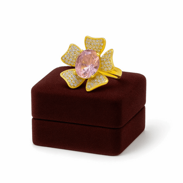 Zircon Flower Silver Ring