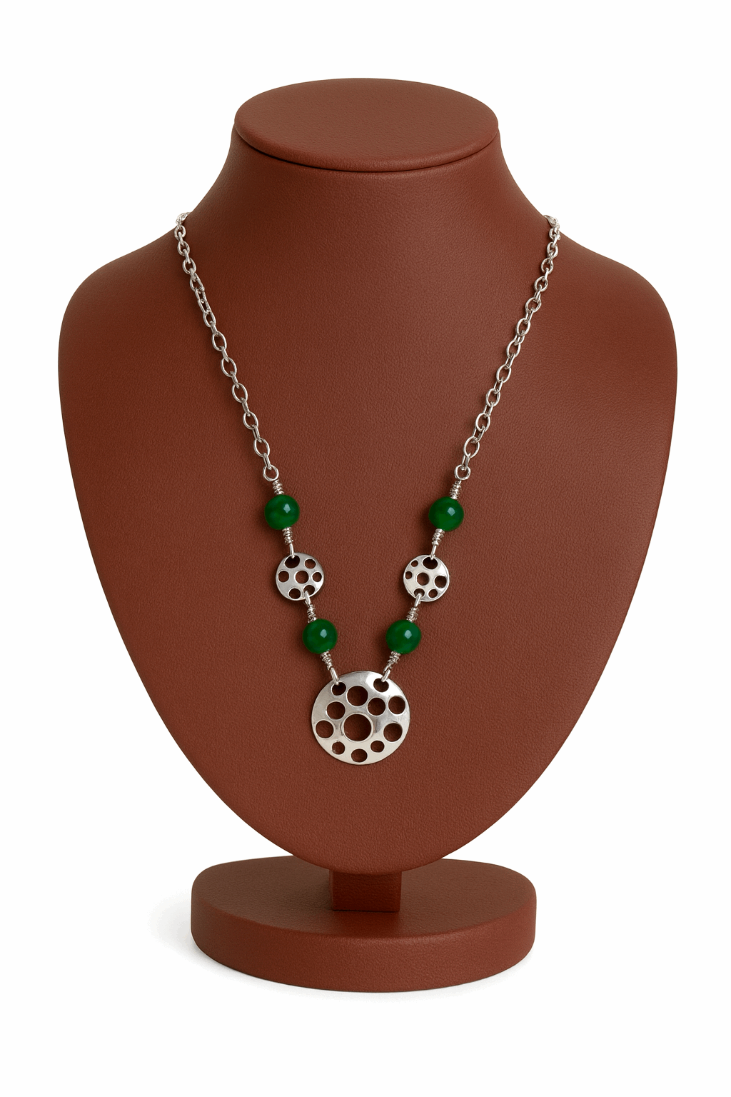 925 Sterling Silver Green Jade Pendant
