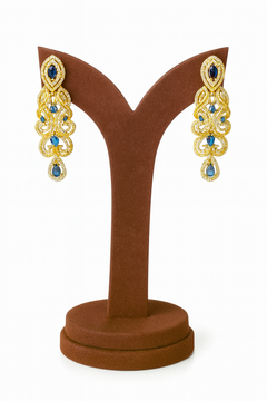 Semi Precious Sapphire Cubic Zirconia Sterling Silver 24K Gold plated Neckless With Earrings