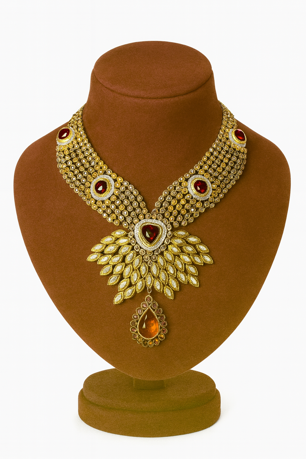 Cubic Zirconia Coffee Champagne Sterling Silver 24K Gold plated Bridal Set