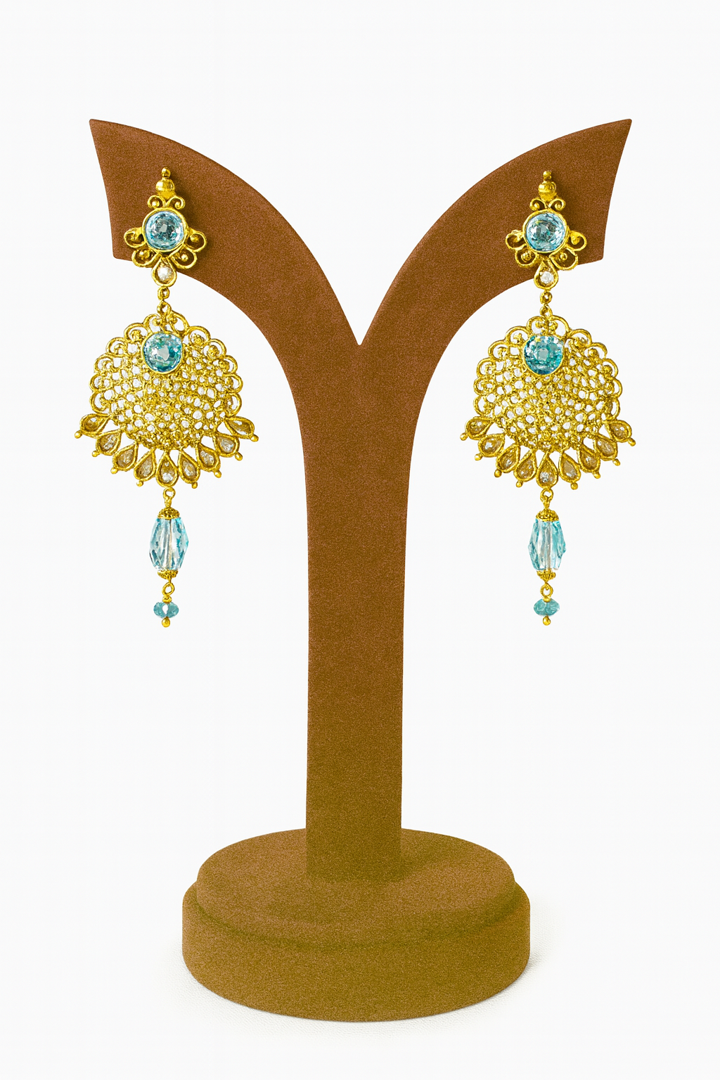 24K Gold-Plated Sterling Silver Necklace Set with Turquoise Mala Set