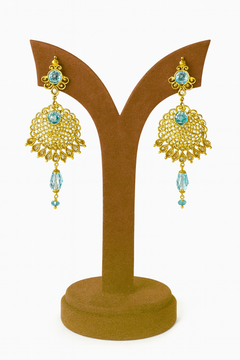 24K Gold-Plated Sterling Silver Necklace Set with Turquoise Mala Set