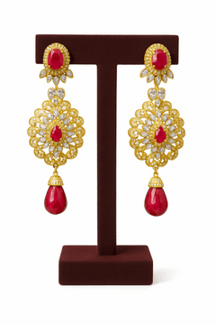 Semi Precious Ruby Earring Sterling Silver 24K Gold plated