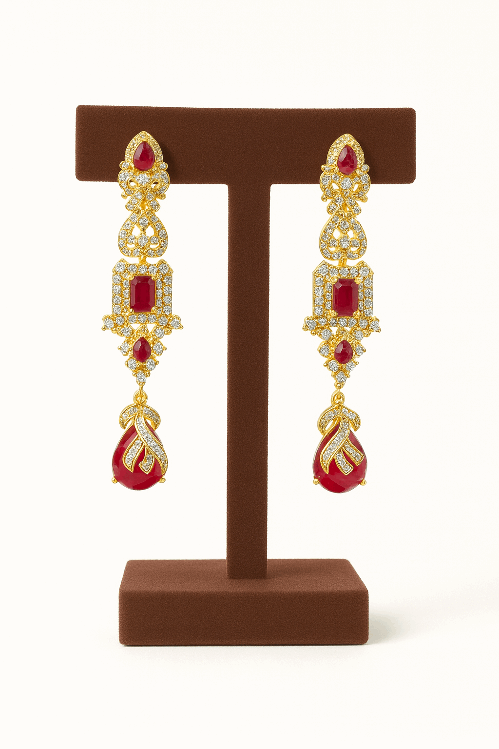 Semi Precious Ruby Earring Sterling Silver 24K Gold plated