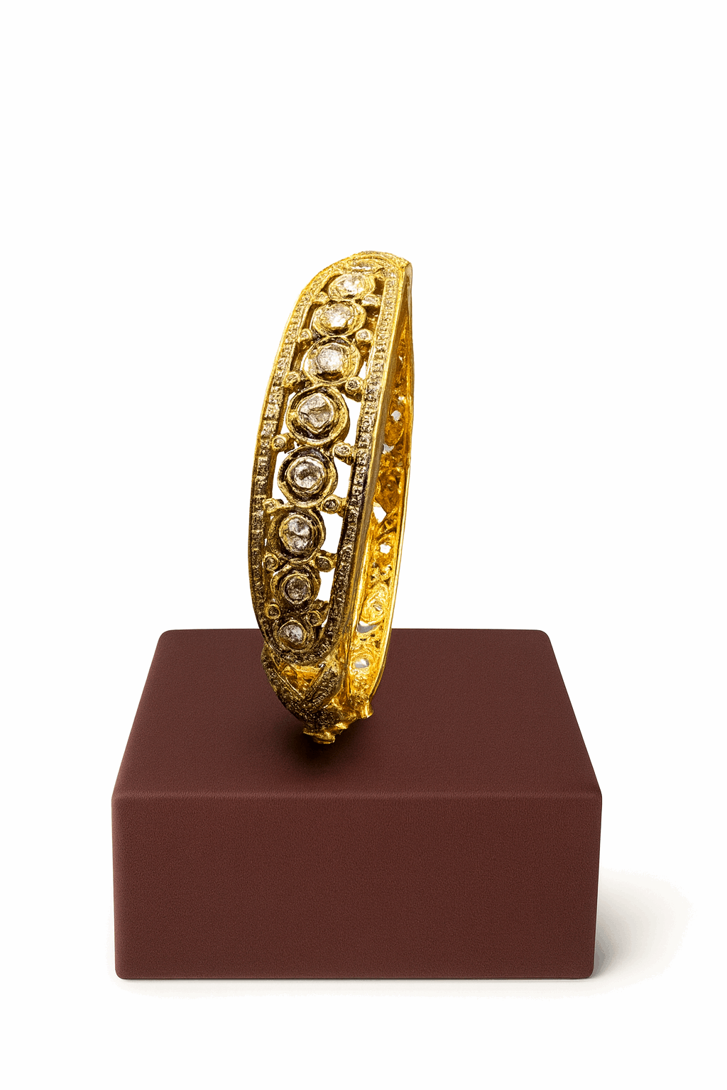 Cubic Zirconia Sterling Silver 24K Gold plated Bangles