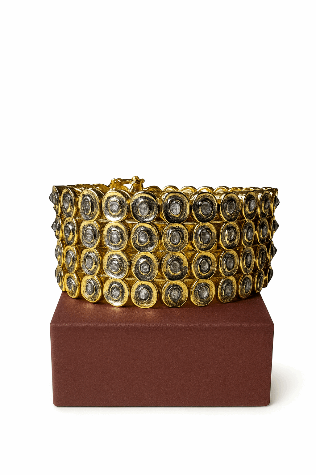 Cubic Zirconia Sterling Silver 24K Gold plated Bangles