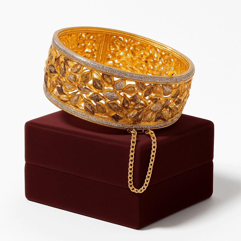 Cubic Zirconia Sterling Silver 24K Gold plated Bangle