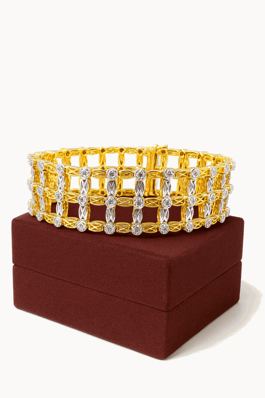 Cubic Zirconia Sterling Silver 24K Gold plated Bangle
