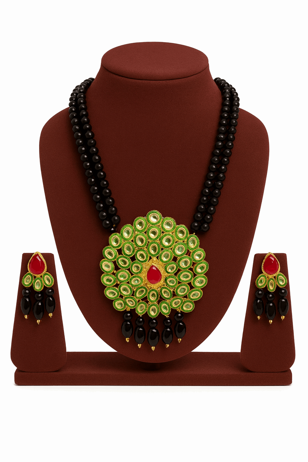 Premium Brass Alloy Black Pearls Mala Neckless