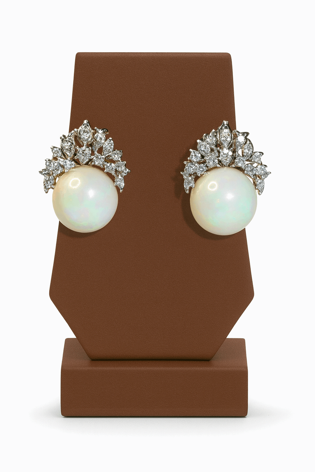 Cubic Zirconia, Cultured Pearl Ear Studs Sterling Silver 24K Gold plated