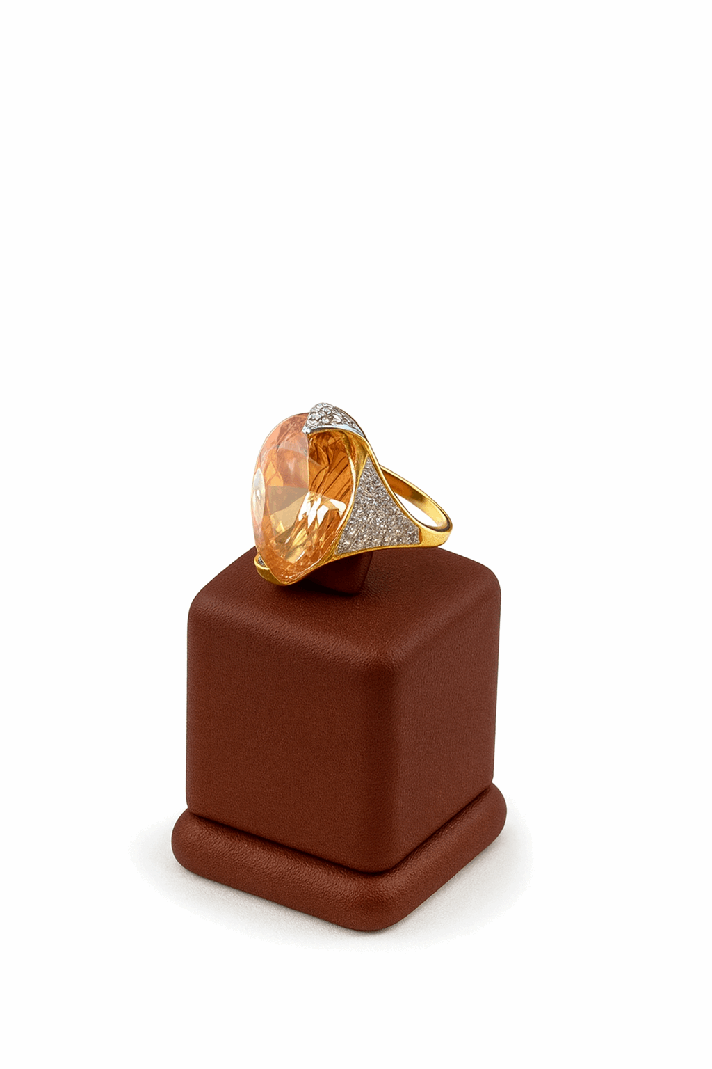 Cubic Zirconia Coffee Champagne Sterling Silver 24K Gold plated Ring