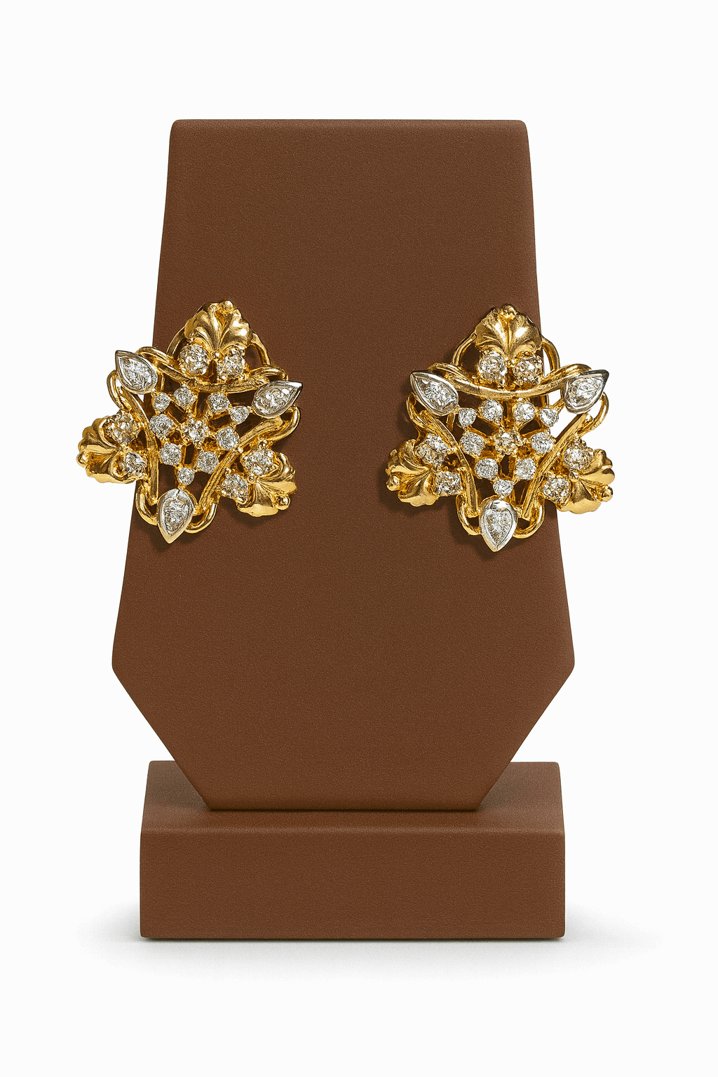 Cubic Zirconia Ear Studs Sterling Silver 24K Gold plated