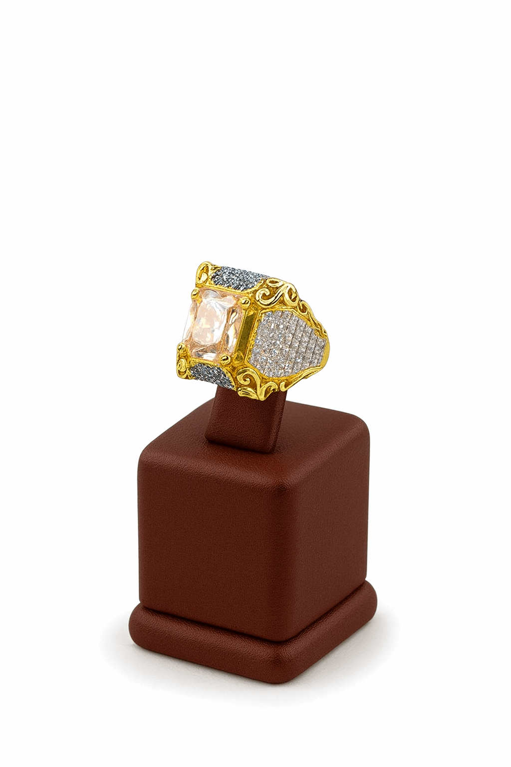 Cubic Zirconia Sterling Silver 24K Gold plated Ring