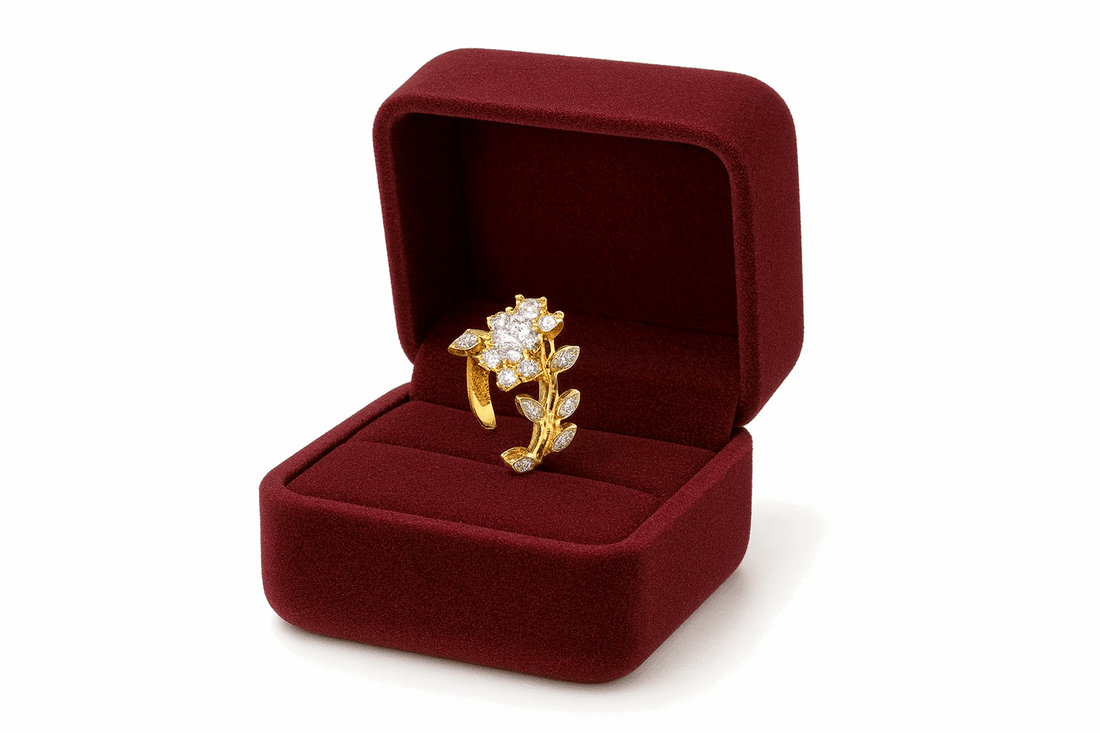 Cubic Zirconia Sterling Silver 24K Gold plated Ring
