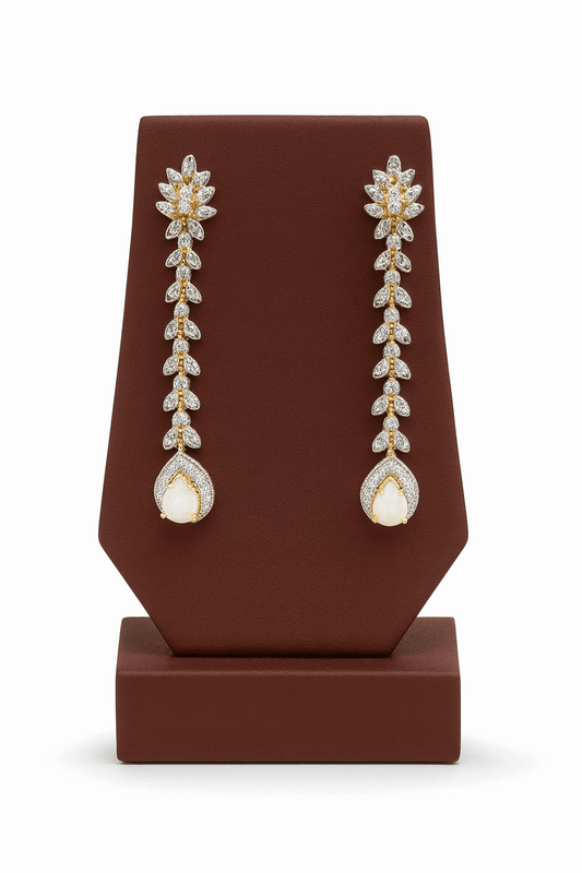 Cubic Zirconia Sterling Silver Earrings Coated in 24K Gold