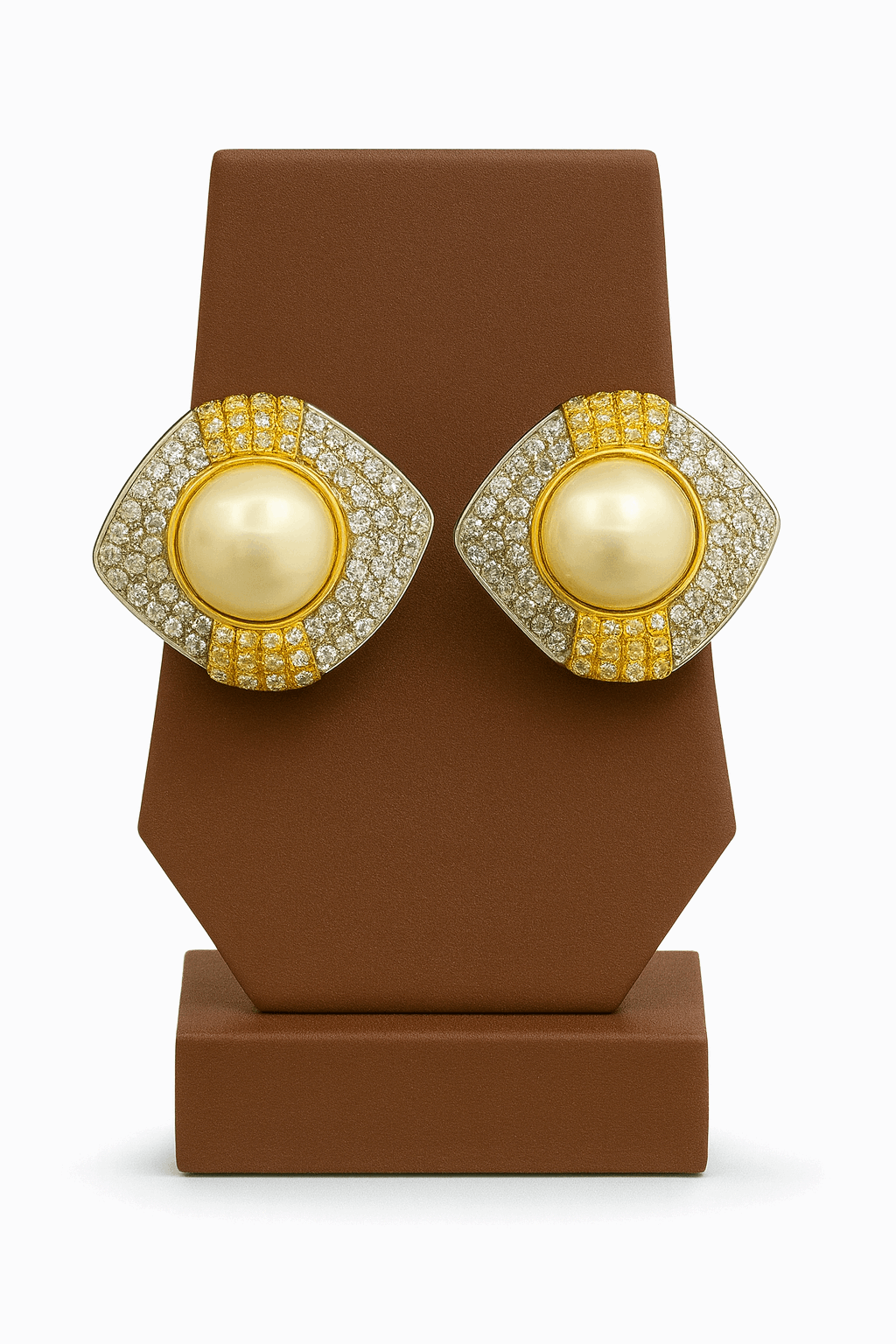Pearl Stone Ear Studs Sterling Silver 24K Gold plated