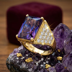 Amethyst Sterling Silver 24K Gold plated Ring