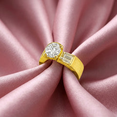 Yellow Agate Sterling Silver 24K Gold plated Ring