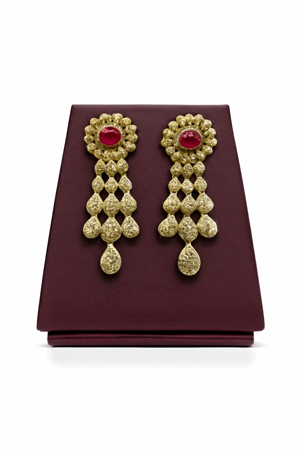 Semi Precious Ruby Earring Sterling Silver 24K Gold plated