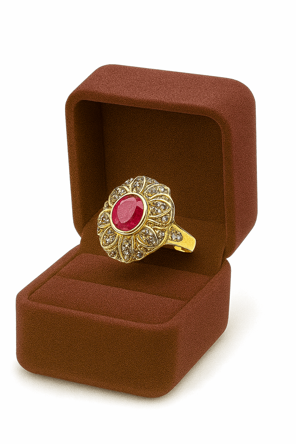 Semi Precious Ruby Silver 24K Gold plated Ring