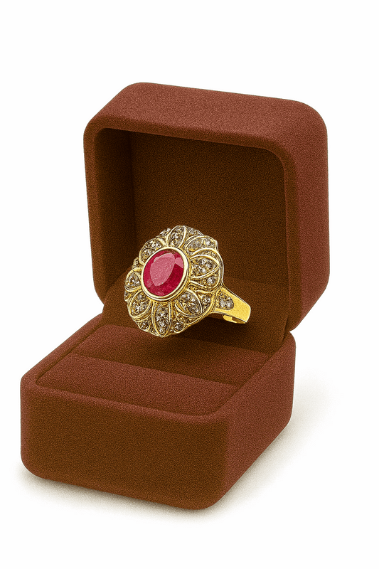 Semi Precious Ruby Silver 24K Gold plated Ring