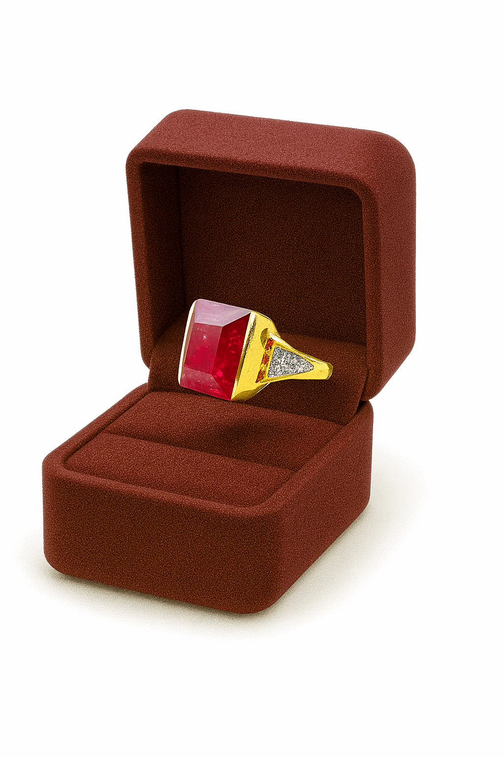 Semi Precious Ruby Sterling Silver 24K Gold plated Ring