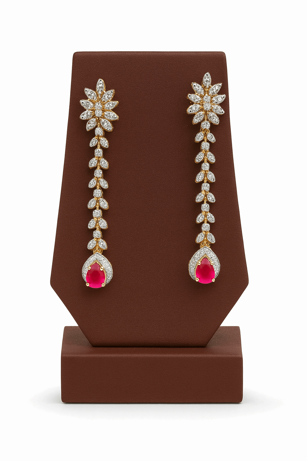 Semi Precious Ruby Sterling Silver Earrings Coated in 24K Gold
