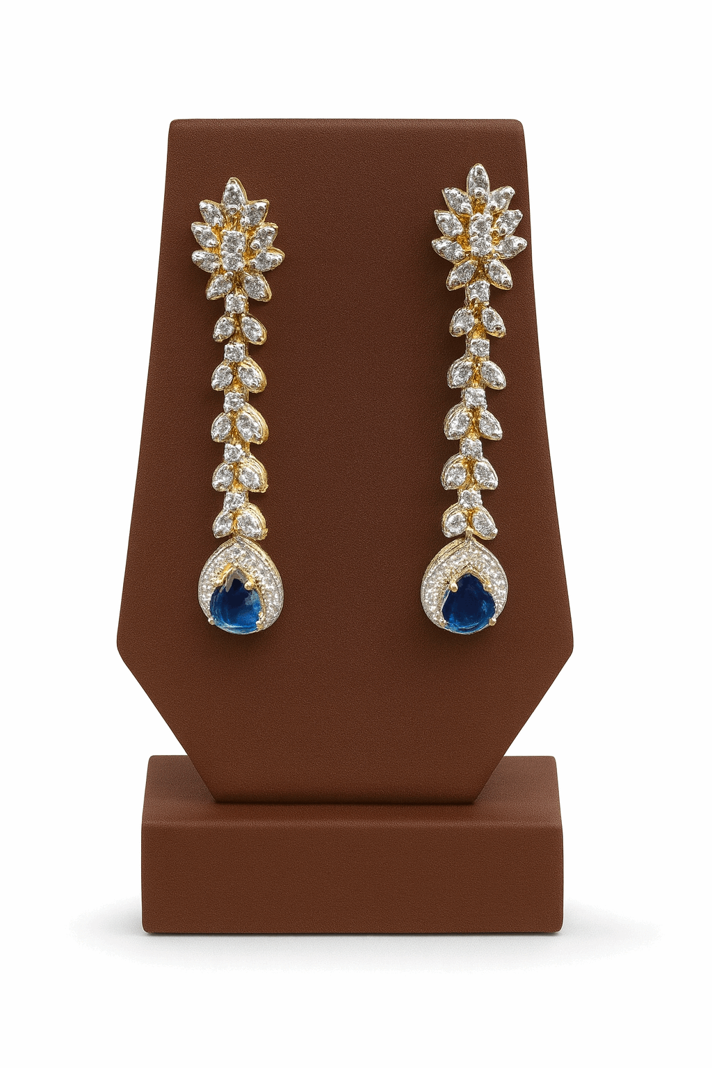Semi Precious Sapphire Sterling Silver Earrings Coated in 24K Gold