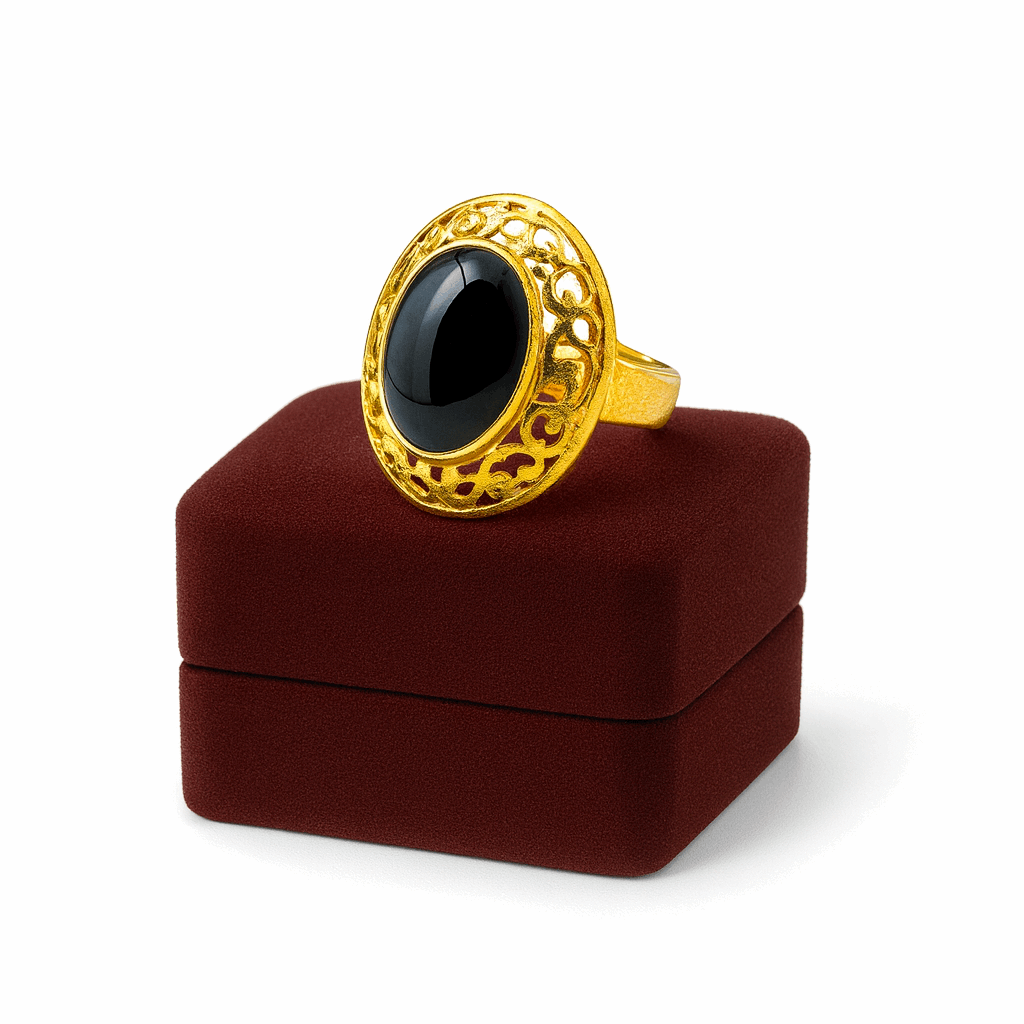 Silver Black Stone Ring