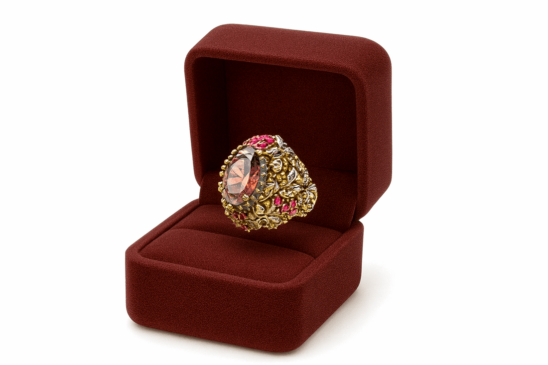 Silver Ruby Flower Ring
