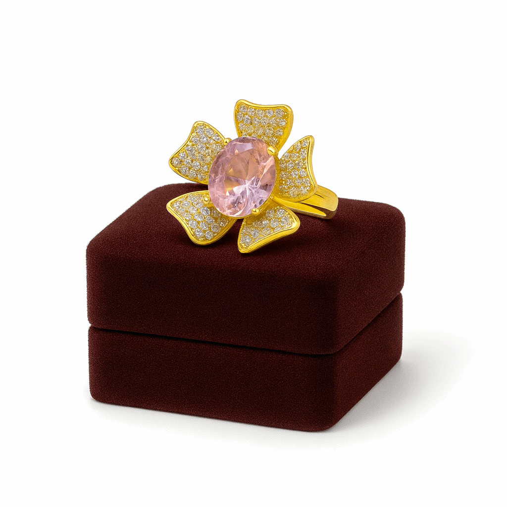 Zircon Flower Silver Ring