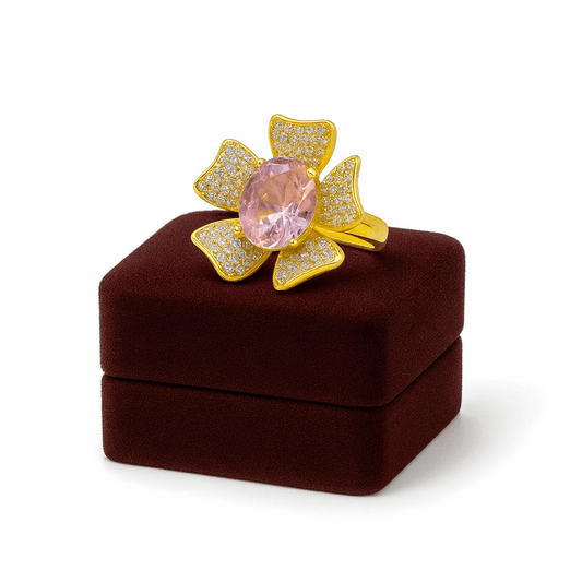 Zircon Flower Silver Ring