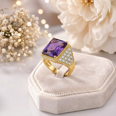 Amethyst Sterling Silver 24K Gold plated Ring