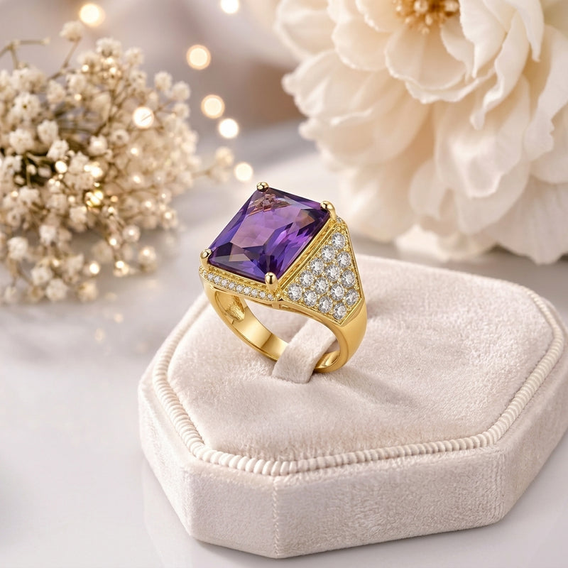 Amethyst Sterling Silver 24K Gold plated Ring