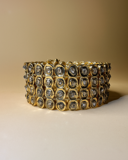 Cubic Zirconia Sterling Silver 24K Gold plated Bangles